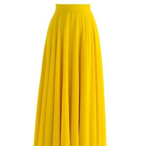 CHICKWISH TIMELESS FAVORITE CHIFFON MAXI SKIRT IN MUSTARD